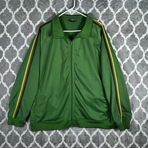 Utobia Track Jacket Men 2XL Green Striped Y2K Streetwear Full Zip